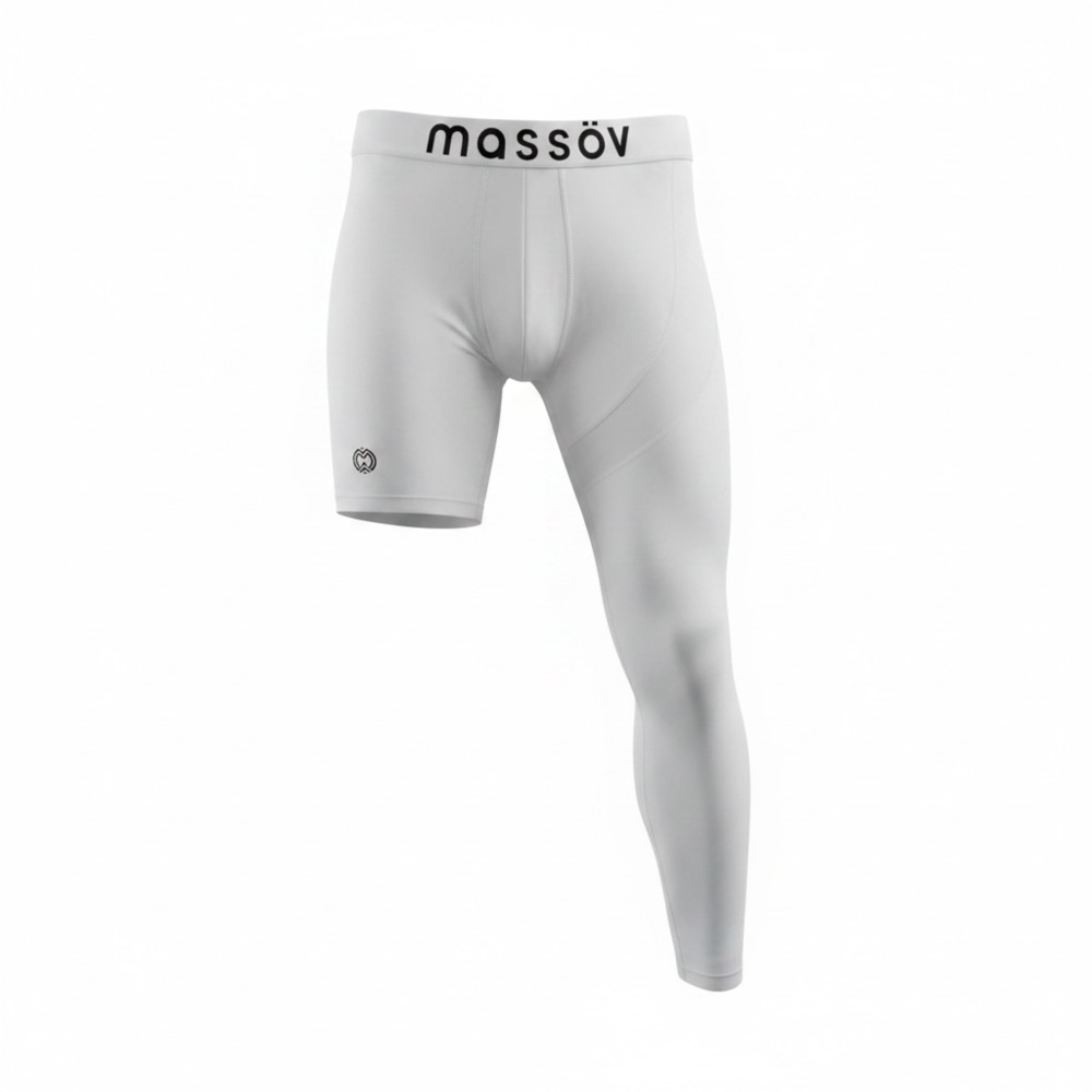 Massov Men's ProForm Single Leg Compression Tights White